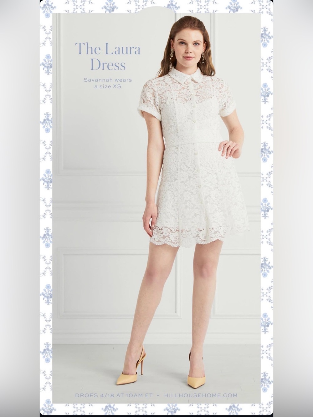 NWOT Hill House Home The Laura Shirt Dress White Lace Large Bridal Bride